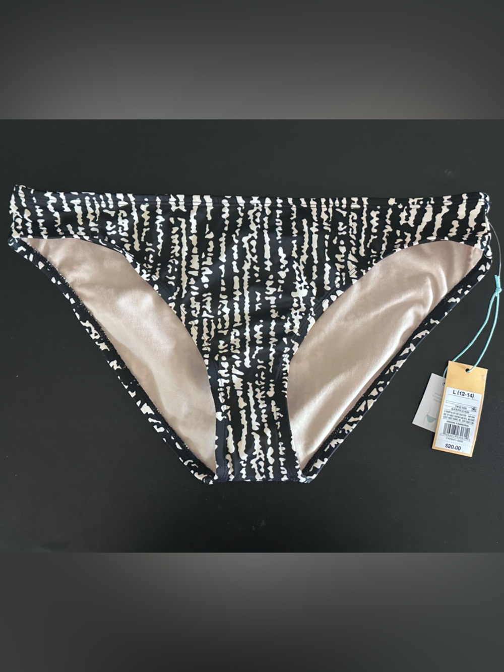 NWT Black and White Printed Bikini Bottoms